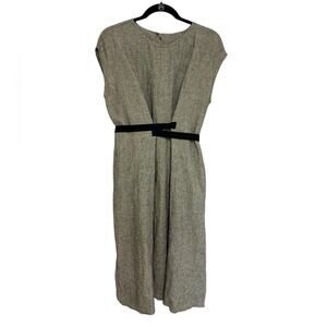 Linen ID Lagenlook Midi Tie Waist Dress - Size S/M (38)